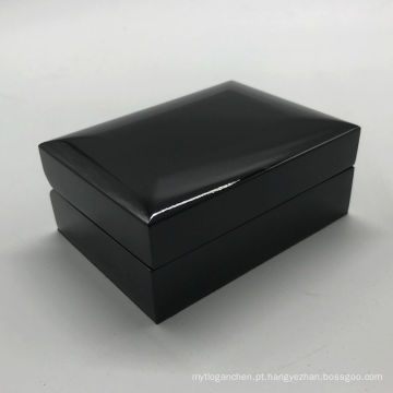 Caixa de madeira preta de luxo para o logotipo dos abotoaduras personalizados